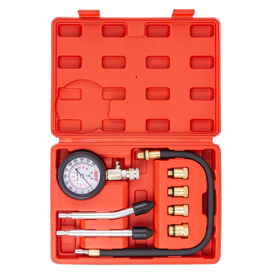 Индикатор компрессии бензинового двигателя 8 пр 0-20Bar, М10х1.0, М12х1.25, М14х1.25, М18х1.5 JBC JBC-908G1