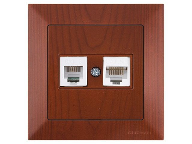 Розетка телефонная + компьютерная, RJ12+Cat5e, скрытая, вишня, DARIA, Cat-3, RJ 12, 4-pin +, RJ 45, 8-pin, Mutlusan 21201390156