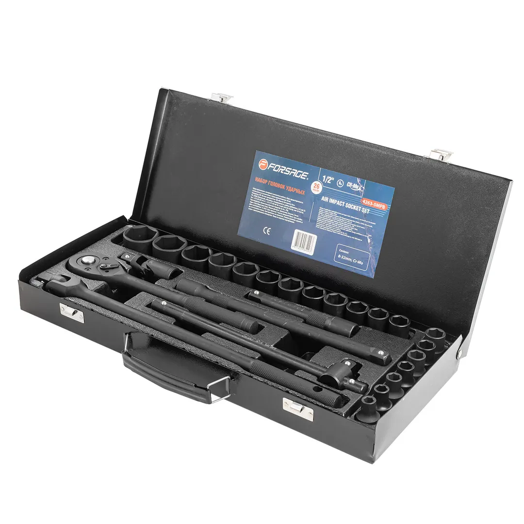 Набор ударных инструментов Cr-Mo 26 пр 1/2'' 6-гр Forsage F-4263-5MPB