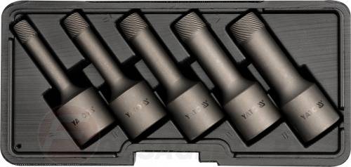 Набор головок-экстракторов для шпилек 1/2'' 8-16 мм 5 пр. HRC 49-52 Yato YT-0624