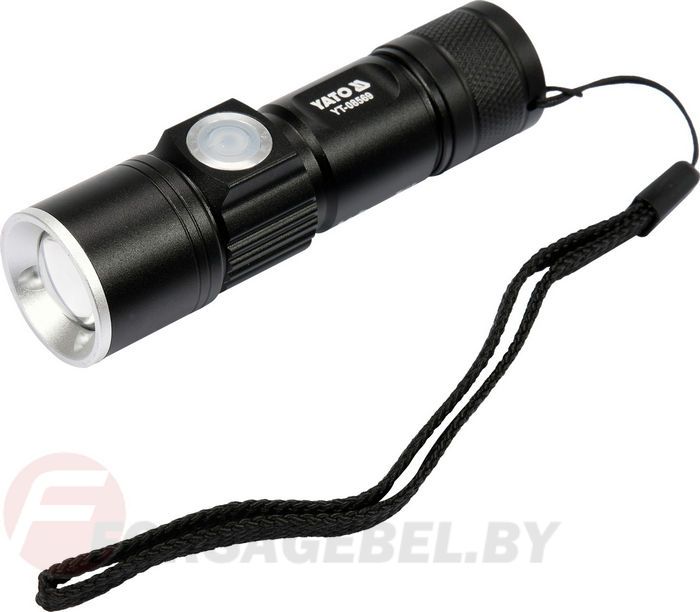 Фонарик 94х27 мм. 5W, 350lm, 3.7V, USB, IPX4, zoom Yato YT-08569