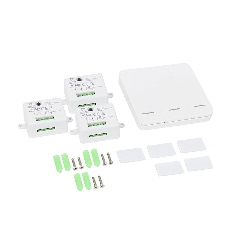 Выключатель беспроводной, с реле, 3 клавиши, белый, AKS 124641