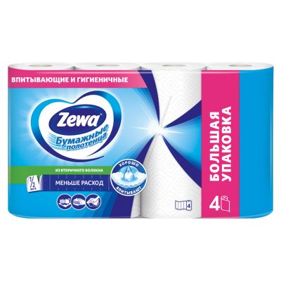 Бумажные полотенца Zewa Standard 2 слоя, 4 рулона