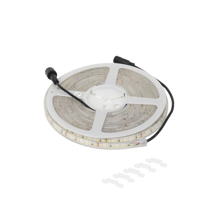 Лента светодиодная термостойкая, подводная 9,6W/m, 24V, 11мм, 2835, 120 д/м, IP68, теплый белый, 3000К, 5м, AKS 115338
