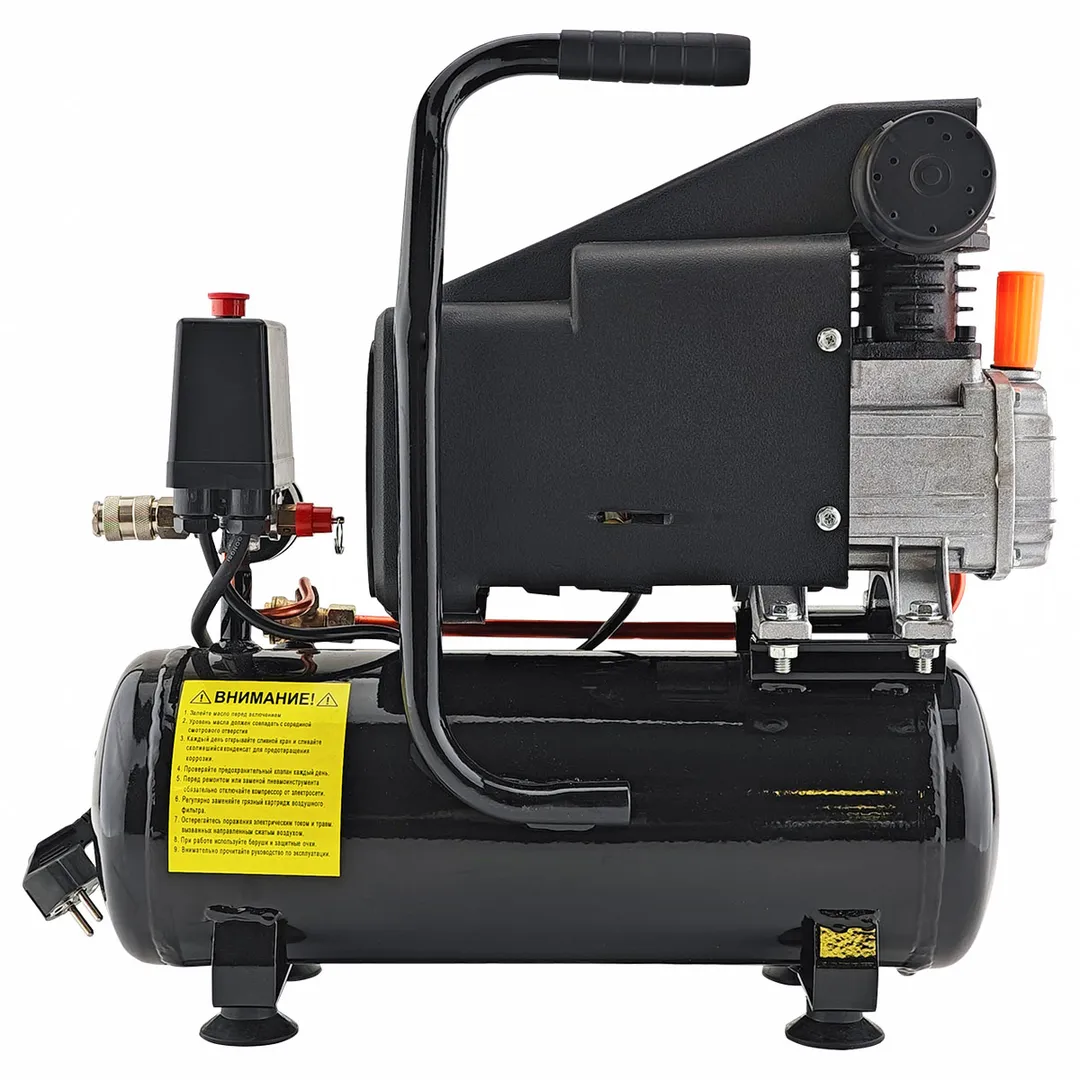 Компрессор поршневой масляный с прямым приводом, 220В, 1.1кВт, 2850 об/мин, ресивер 9 л,8бар, 155л/м, 93дБ RockForce RF-9L