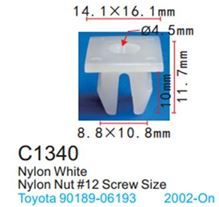 Клипса для крепления внутренней обшивки а/м Тойота пластиковая, 100 шт Forsage C1340(Toyota)