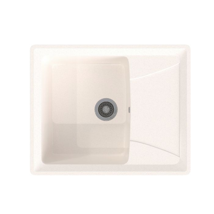 Мойка каменная, прямоугольная одночашевая, GS-3, 605*490 мм, белый, врезная, Gamma Stone 114432