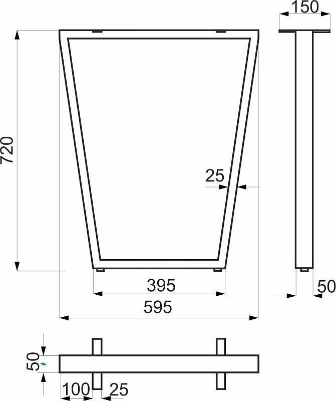 Подстолье VIKING h720, черный, 1 компл. = 2 шт., AKS 116373