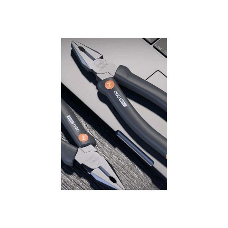 Длинногубцы Deli HS HT2007C, 180 мм, Soft Touch, оранжевый