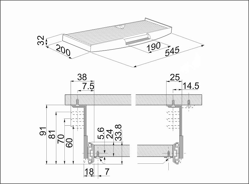Полка под клавиатуру серая AKS 114729