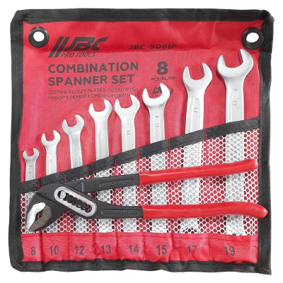 Набор комбинированных ключей 8-19 мм, пассатижи переставные 8 пр JBC JBC-5081P+1