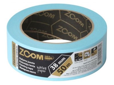 Лента малярная профессиональная 38 мм х 50 м SENSITIVE SURFACES, голубая ZOOM 02-5-1-703