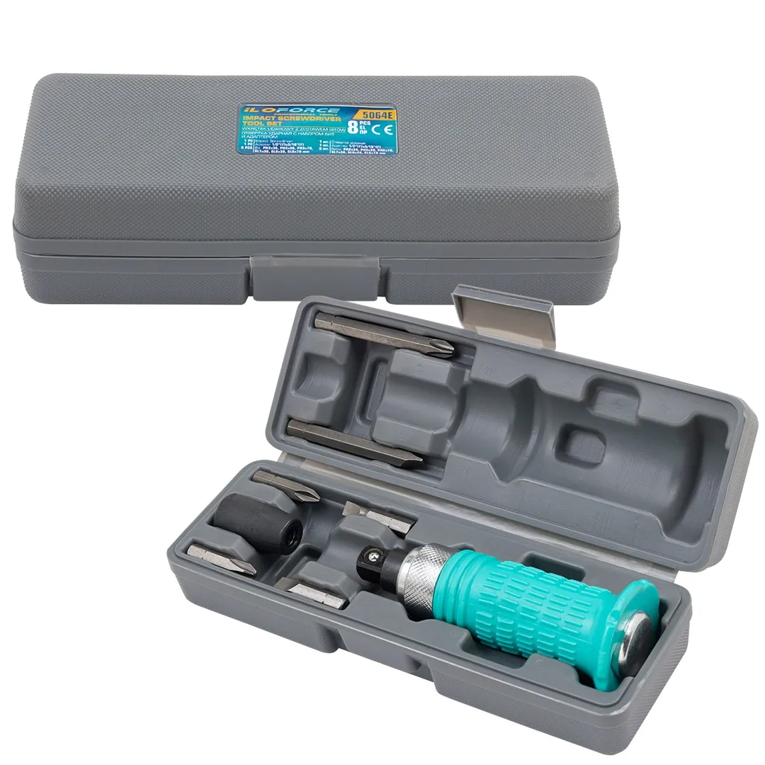 Отвертка ударная с набором бит PH, SL и адаптером 8 пр ILOforce IF-5064E