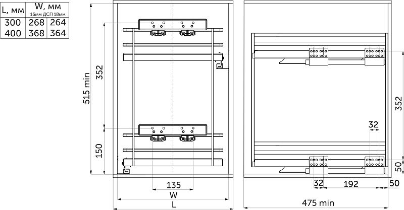 Выдвижная корзина-карго 400 FOCUS, графит PRIME by AKS 112513