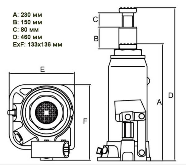 Домкрат бутылочный Torin Big Red T91504 (15 т) гидравлический