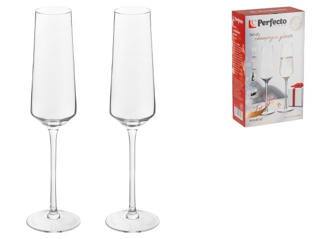 Набор бокалов для шампанского, 2 шт., 205 мл, серия Madrid, размер: 260х41 мм PERFECTO LINEA 30-288200