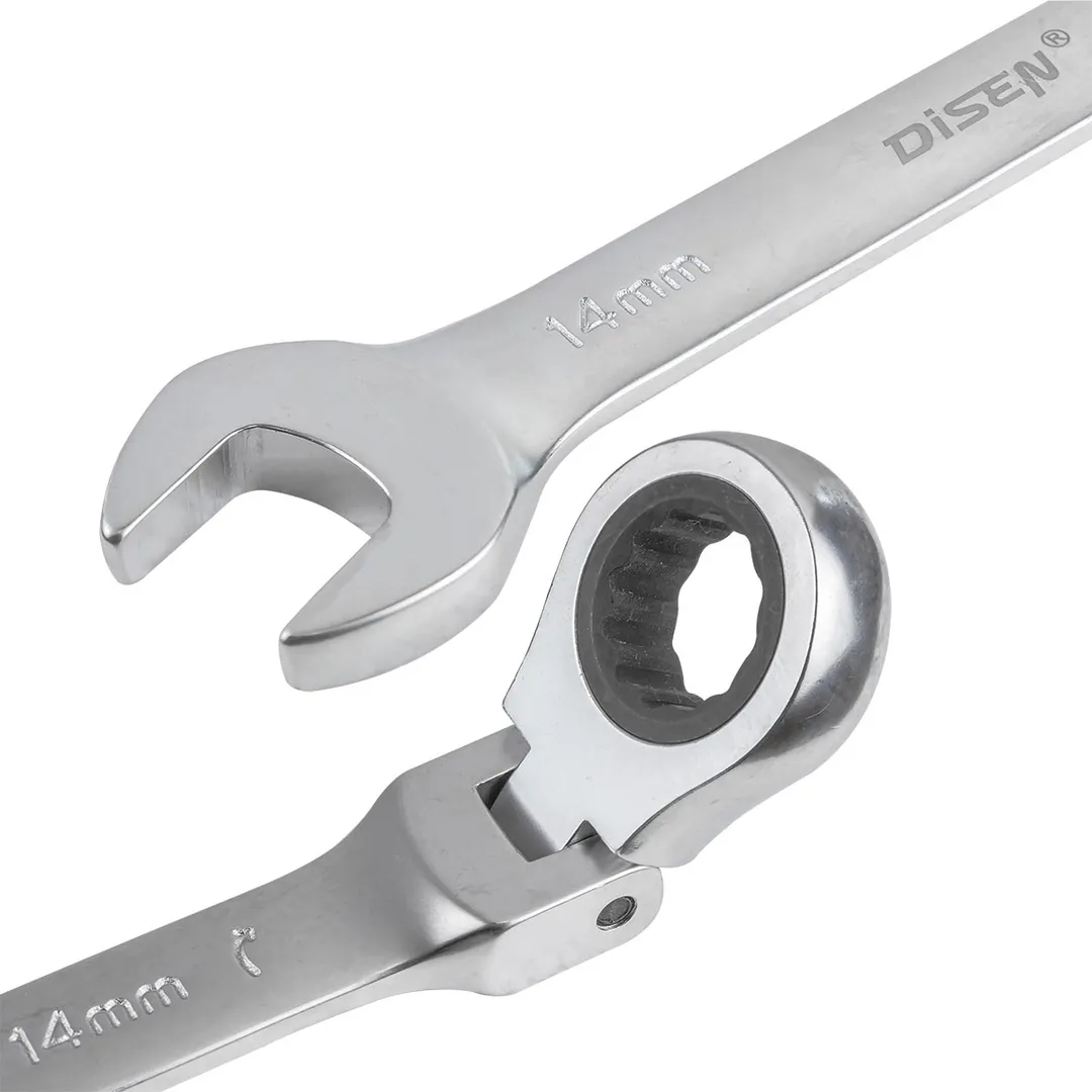 Набор ключей трещоточных с шарниром 8-19 мм, 7 пр. DISEN DSD1509F