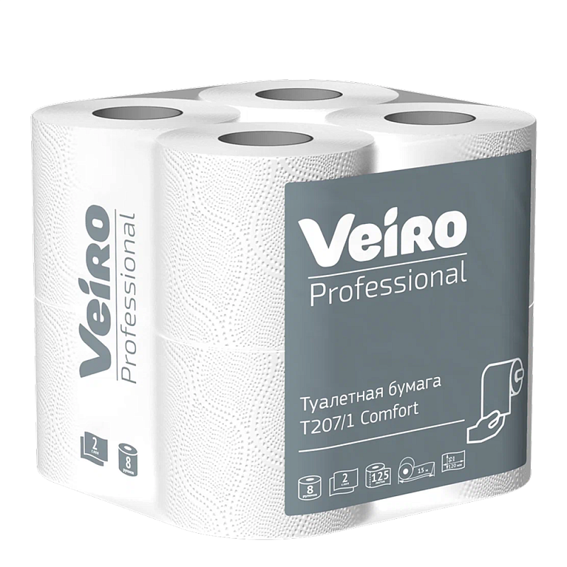 Бумага туалетная "Professional Comfort", 2 слоя, 8 рулонов