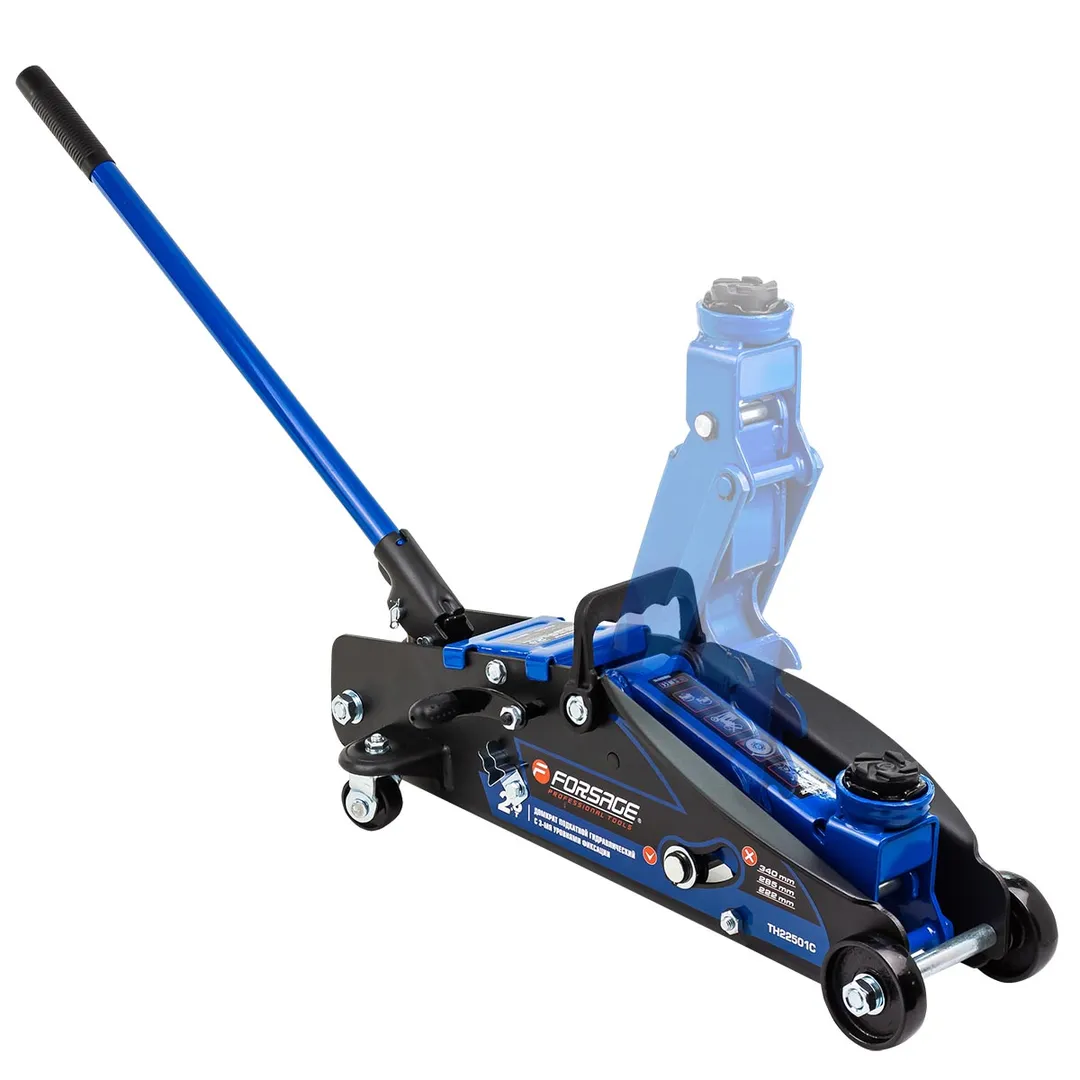 Домкрат подкатной гидравлический 2,5 т с фиксацией, 140-387 мм, в кейсе с резиновой накладкой Forsage F-TH22501C кейс