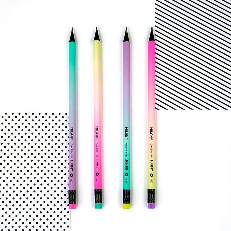 Карандаш простой "Sunset", HB, с ластиком, ассорти