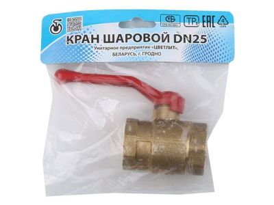 Кран шаровый 1" вн.-вн. ручка PN1,6 МПа, 11Б27п5 Цветлит ZW10015