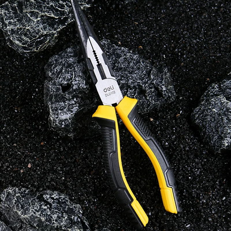 Длинногубцы Deli YS EDL0102, 200 мм, 2-х компонентные рукоятки