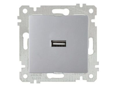 Розетка 1-ая USB, скрытая, без рамки, серебро, RITA, USB-зарядка, 5V-2.1A, Mutlusan 2200 448 0182