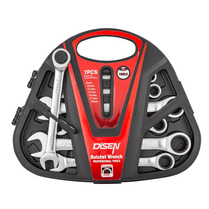 Набор ключей трещоточных 8-19 мм, 7 пр. DISEN DSD1515