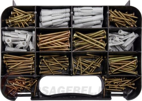 Набор шурупов с набором пластмассовых дюбелей 260 пр. Vorel 24110