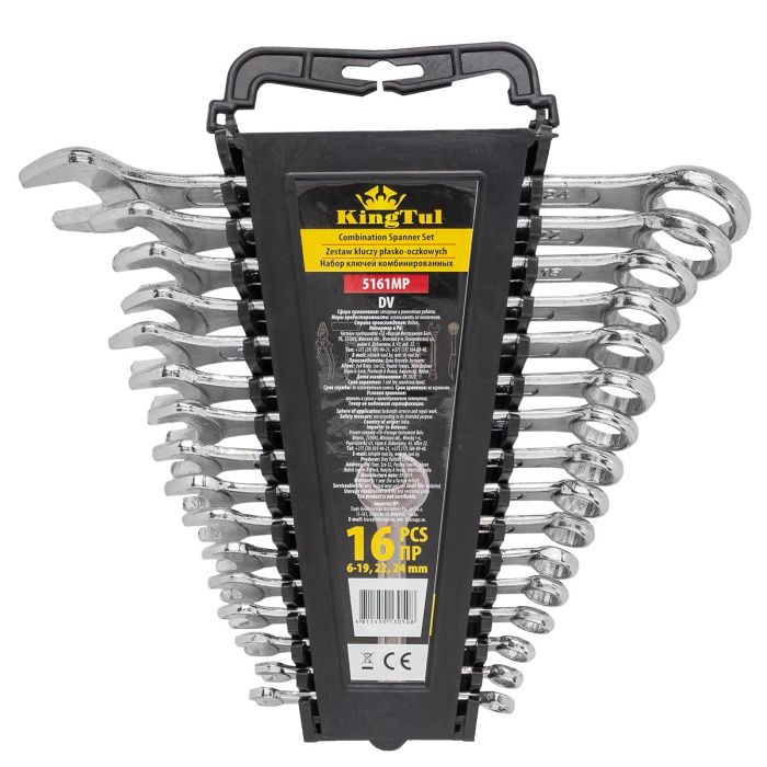 Набор комбинированных ключей 16 пр. 6-19, 22, 24 мм KINGTUL KT-5161MP DV