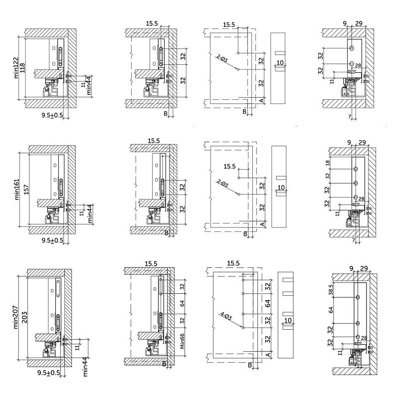 Система ящиков AKS L-400 графит низкий SOFT CLOSE H=90 ДСП 16мм SLIMBOX 45758