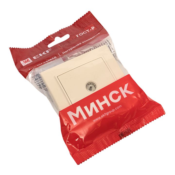 Розетка TV 1-мест, СП бежевый 75Ом 5-862МГц Минск EKF ERA00-027-20