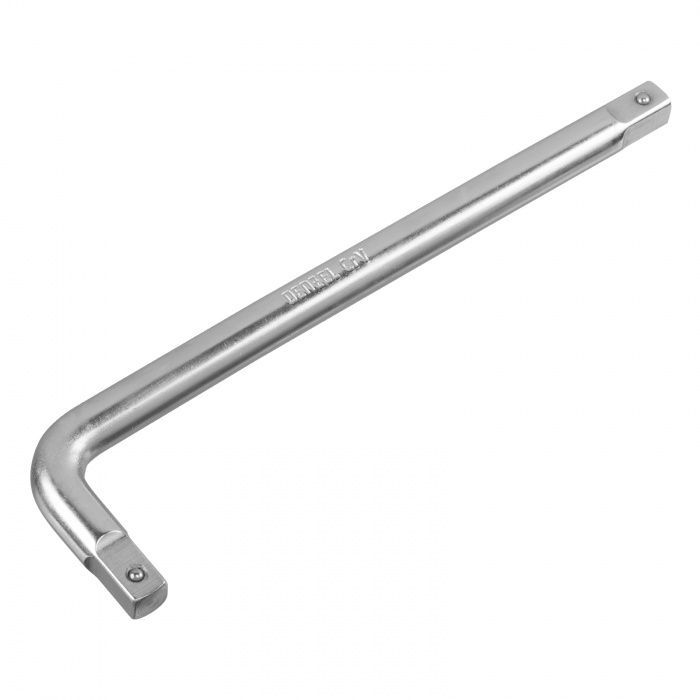 Вороток Г-образный, 200х50 мм, квадрат 3/8", CrV, матовый хром Denzel 14062