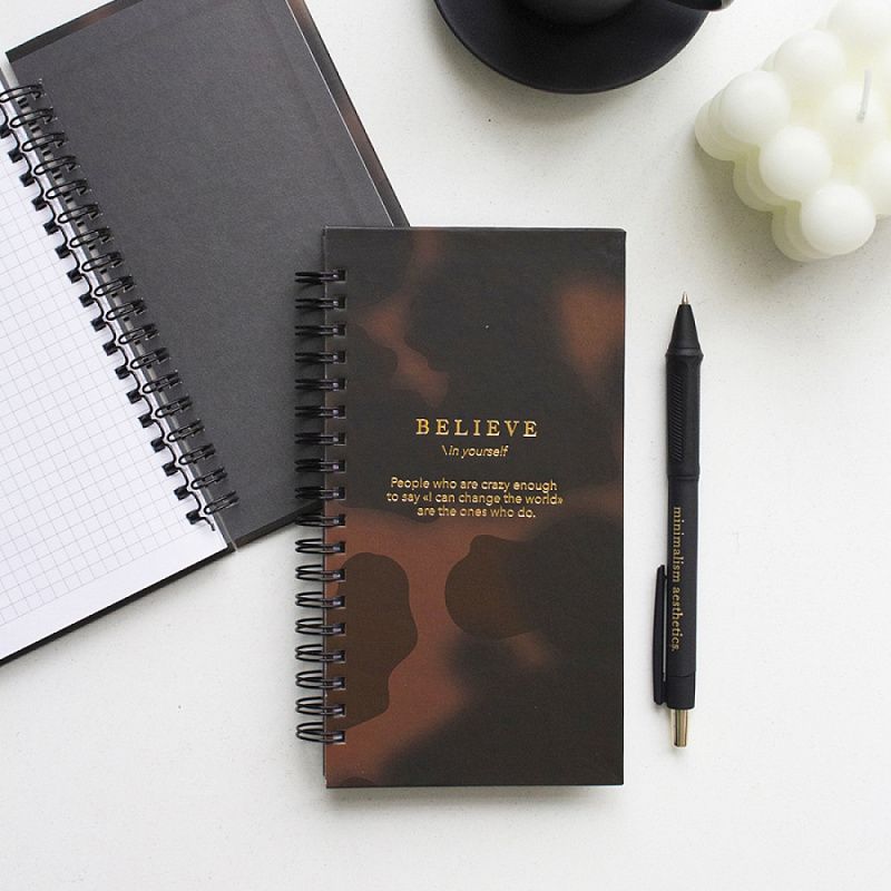 Блокнот "Believe пятна на коричневом", А6, 100 л, в клетку, коричневый