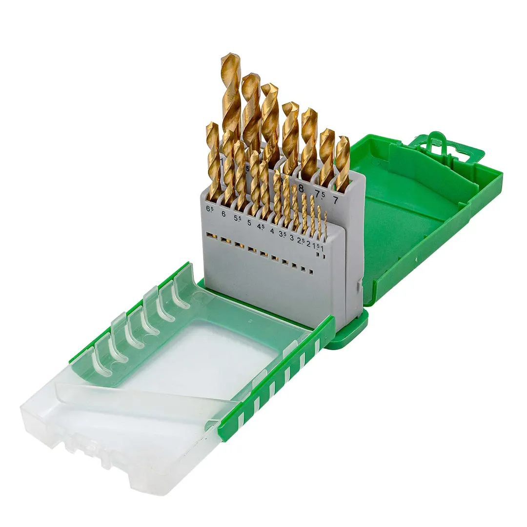 Набор сверел по металлу HSS TIN 19 пр., 1-10 мм, шаг 0.5 мм, RockForce RF-924U19