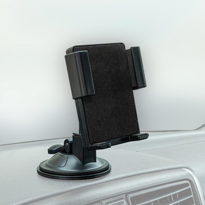 Держатель телефона на лобовое стекло и панель на присоске короткая жесткая ножка Черный SKYWAY S00301039