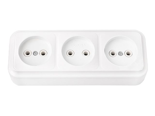 Розетка 3-ая (открытая, б/з) белая, Пралеска, Bylectrica РА16-263