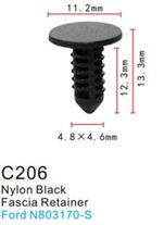 Клипса для крепления внутренней обшивки а/м Форд пластиковая, 100 шт Forsage C0206(Ford)