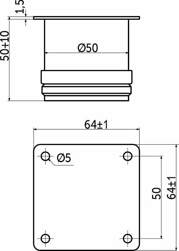 Опора мебельная мет. d50 h50 с регул. сатин AKS 11070