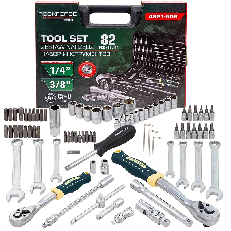 Набор инструментов 82 пр 1/4''&3/8'' 6-гр RockFORCE LIGHT RF LIGHT-4821-5DS