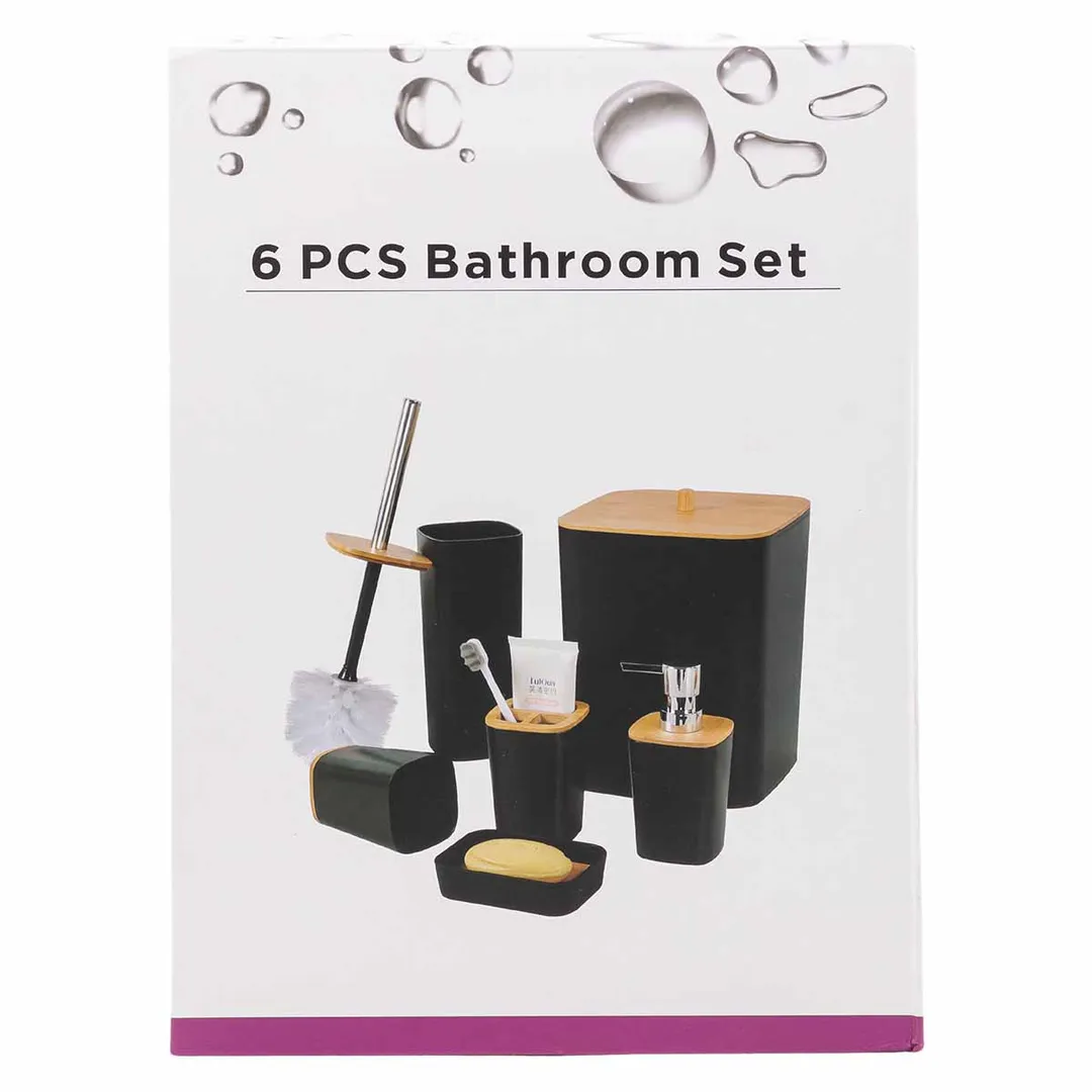 Набор для ванной комнаты 7 пр., мыльница,дозатор для мыла,подставка для зубных щеток,для косметических аксессуаров,ершик,подставка для ершика,корзина La and Te beaute LT-BSPB-1BK