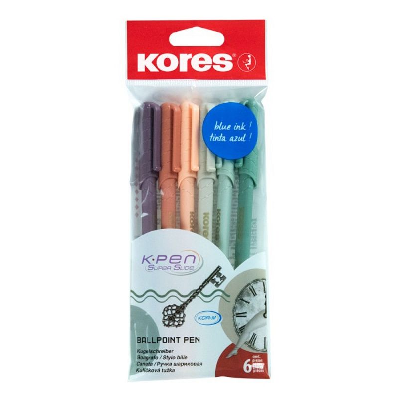 Ручка шариковая Kores "К0", 0,7 мм, ассорти винтаж, стерж. синий