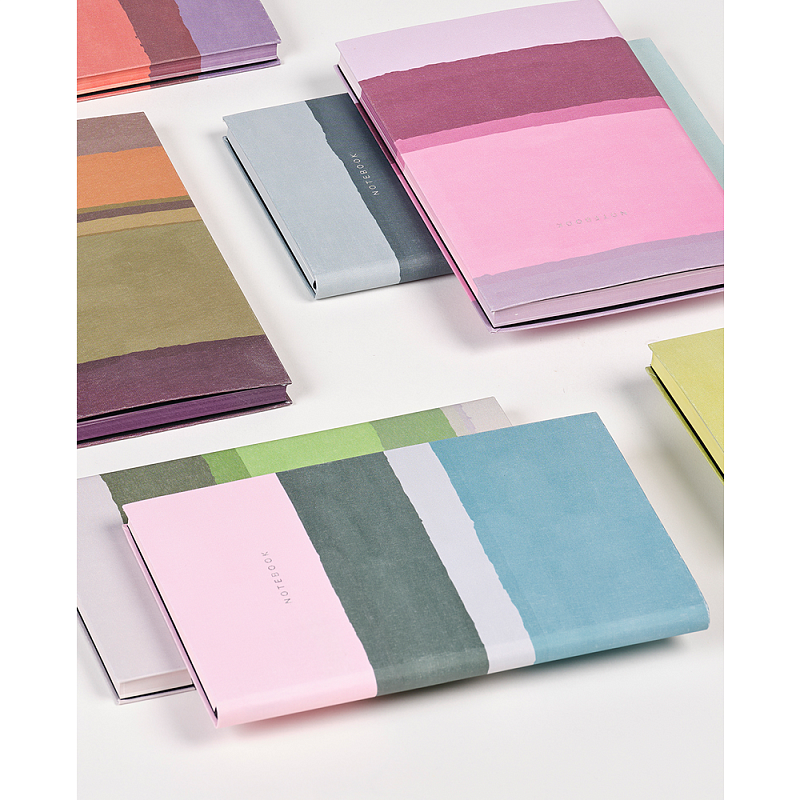 Блокнот "Stripes dusty pink", А5, 96 листов, линейка, розовый, голубой, срез разноцветный