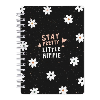 Блокнот "Hippie ромашки", А6, 80 листов, клетка, черный