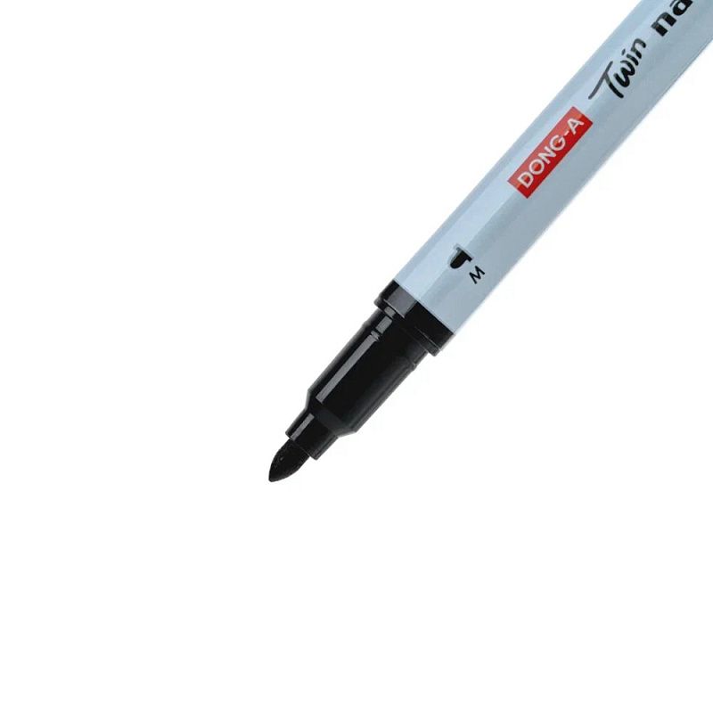 Маркер перманентный "Twin Name Pen", двусторонний, черный