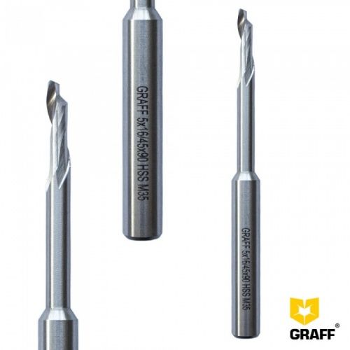 Фреза по алюминию и пластику однозаходняя HSS M35 удлиненная GRAFF