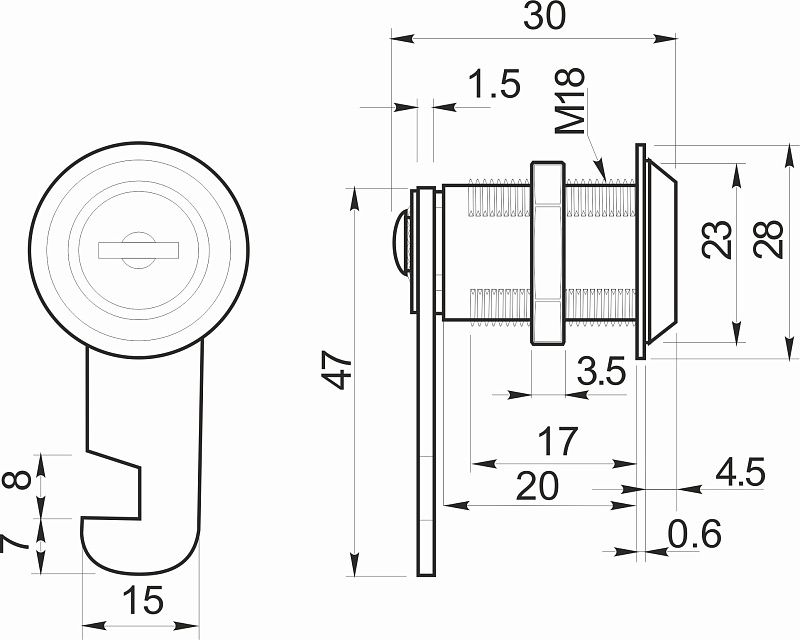 Замок для распашной двери механический 103-20, черный, AKS 117296