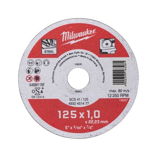 Диск отрезной по металлу D 125х1 мм SCS41 Milwaukee