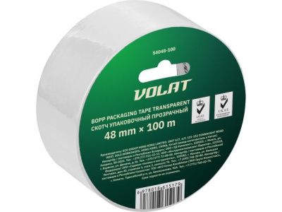 Скотч упаковочный прозрачный 48 мм, 100 м, плотность 45мк ВОЛАТ 54048-100