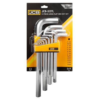 Набор ключей Г-образных HEX (6-гр) длинных, 13 пр., 2-19 мм JCB JCB-5137L